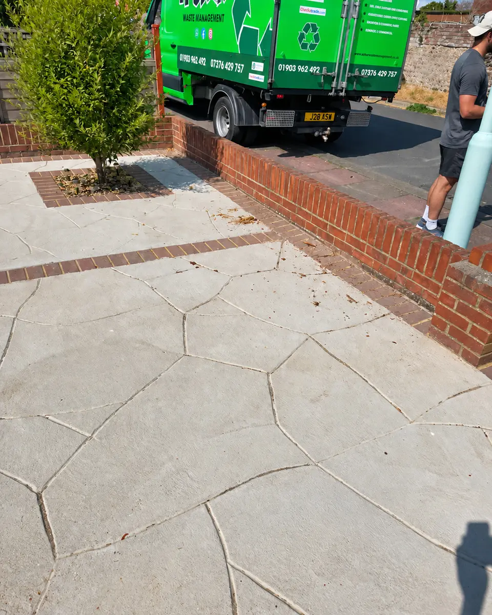 After: the driveway clear once the bags were loaded
