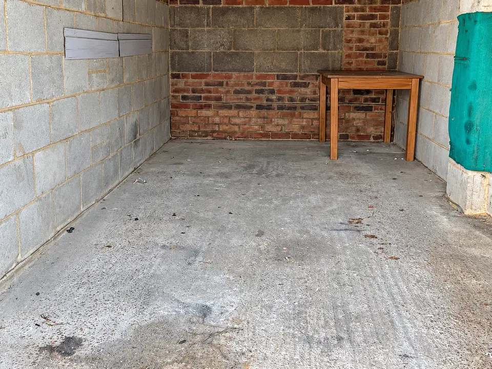 After: the garage completely empty