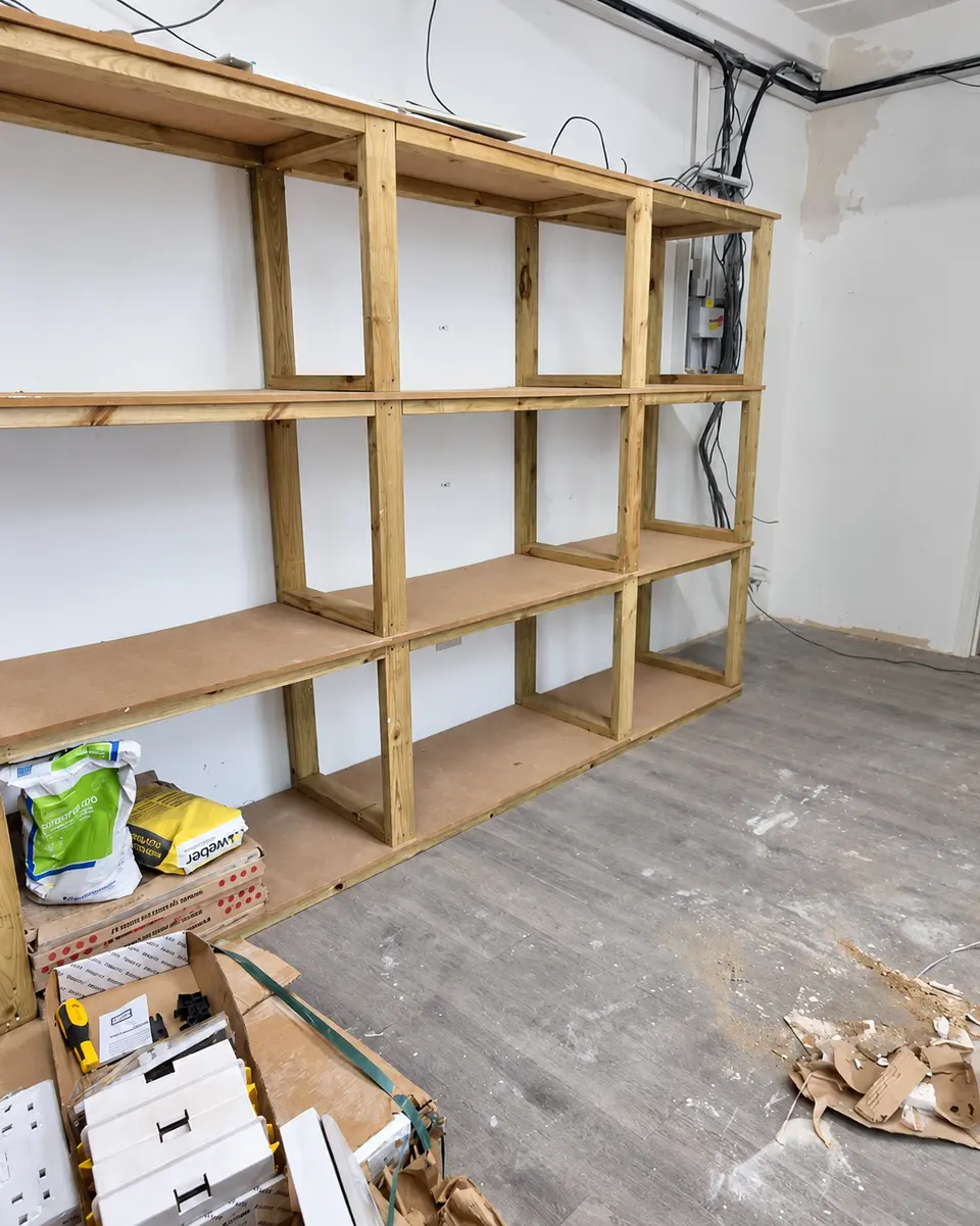 After: the shelving and floor cleared